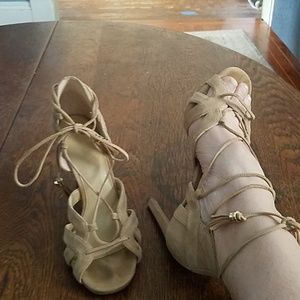Micheal Kors ankle tie suede heels